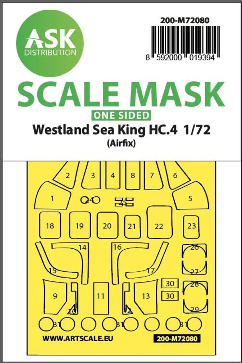 Art Scale 1/72 Art Scale Westland Sea King HC.4 one-sided express fit mask for Airfix