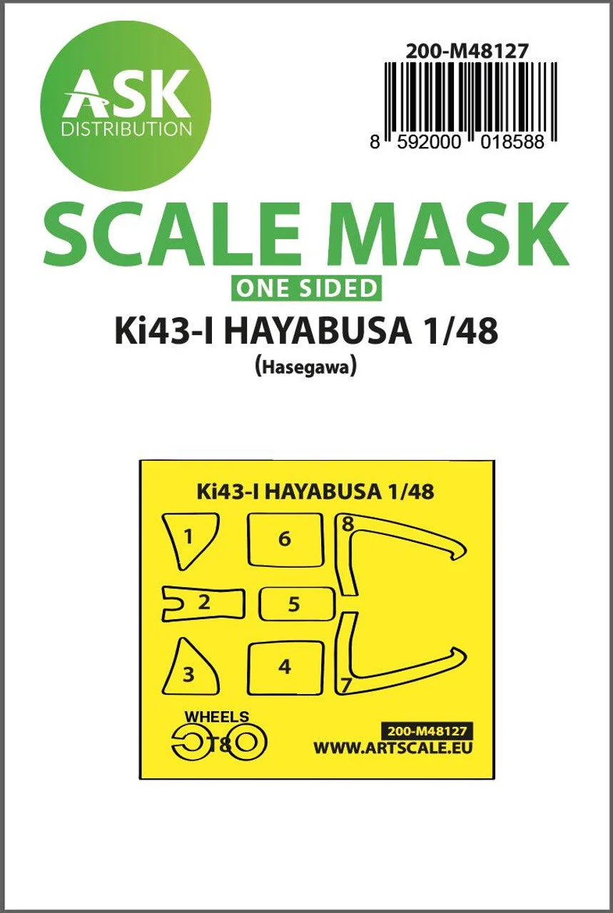 Art Scale 1/48 Art Scale Ki-43-I Hayabusa one-sided express mask, self-adhesive and pre-cutted for Hasegawa