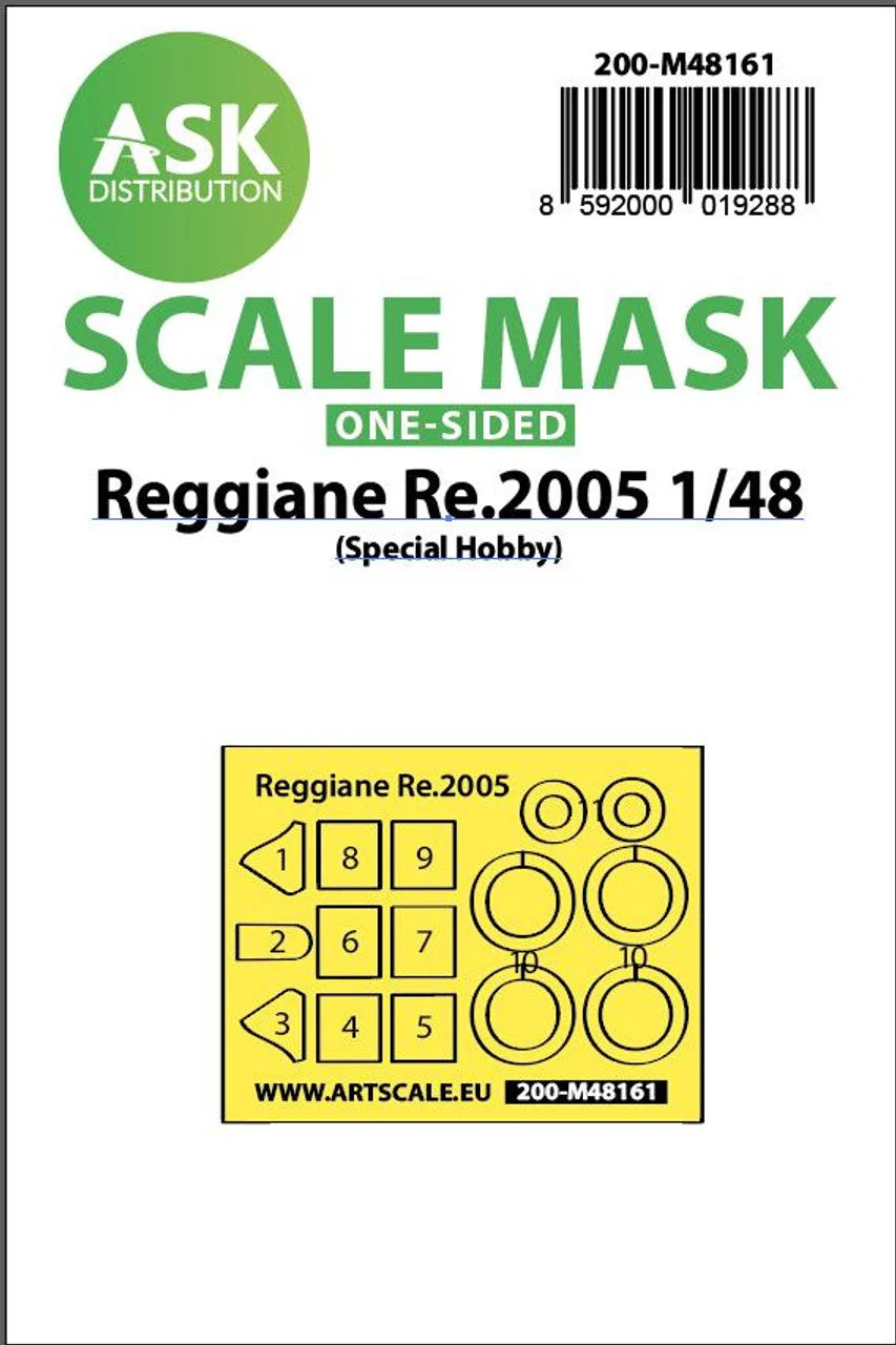 Art Scale 1/48 Art Scale Reggiane Re.2005 one-sided fit express mask for Special Hobby