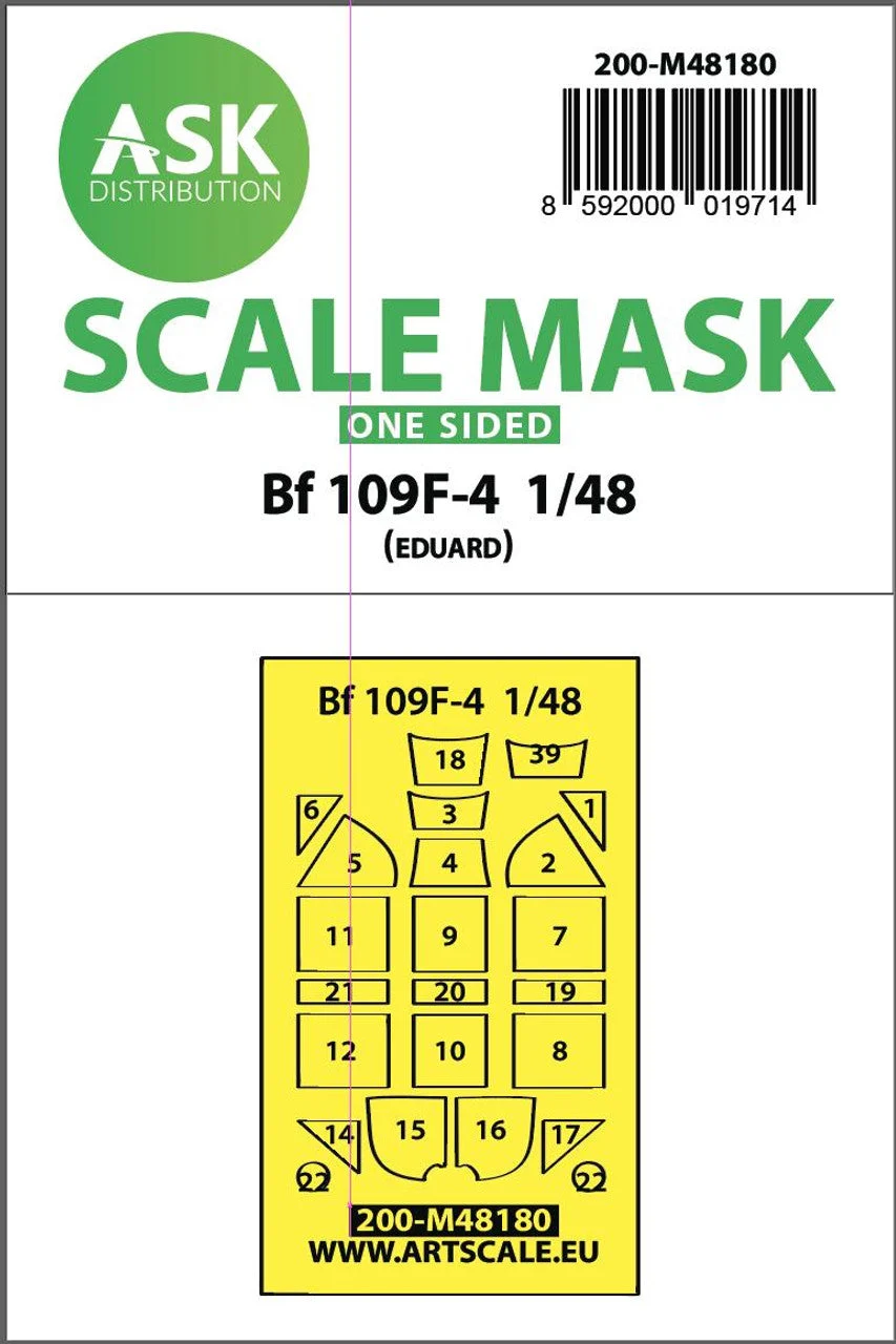 Art Scale 1/48 Art Scale Messerschmitt Bf 109F one-sided express mask, self-adhesive and pre-cutted for Eduard