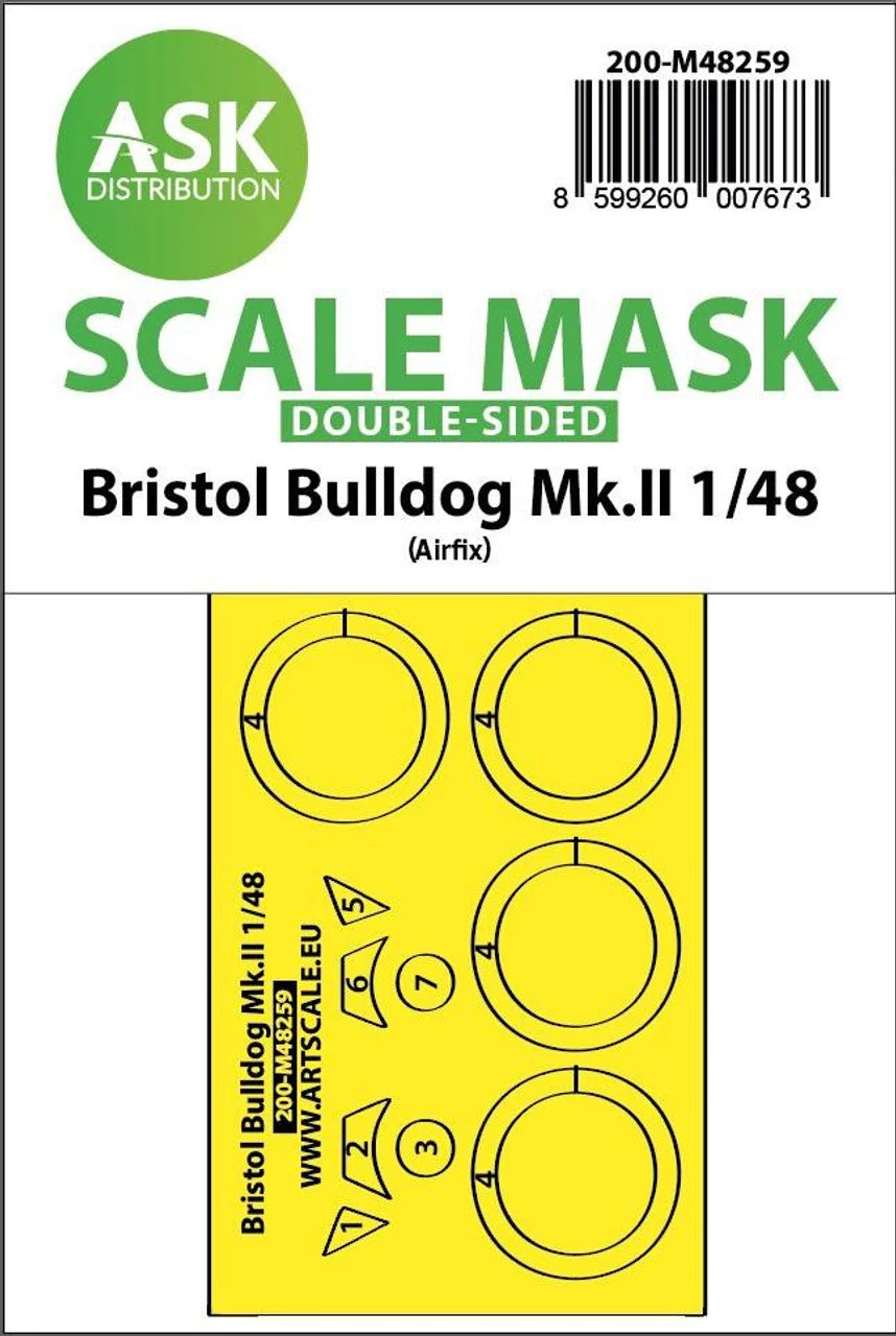Art Scale 1/48 Art Scale Bristol Bulldog Mk.II double-sided express fit mask for Airfix
