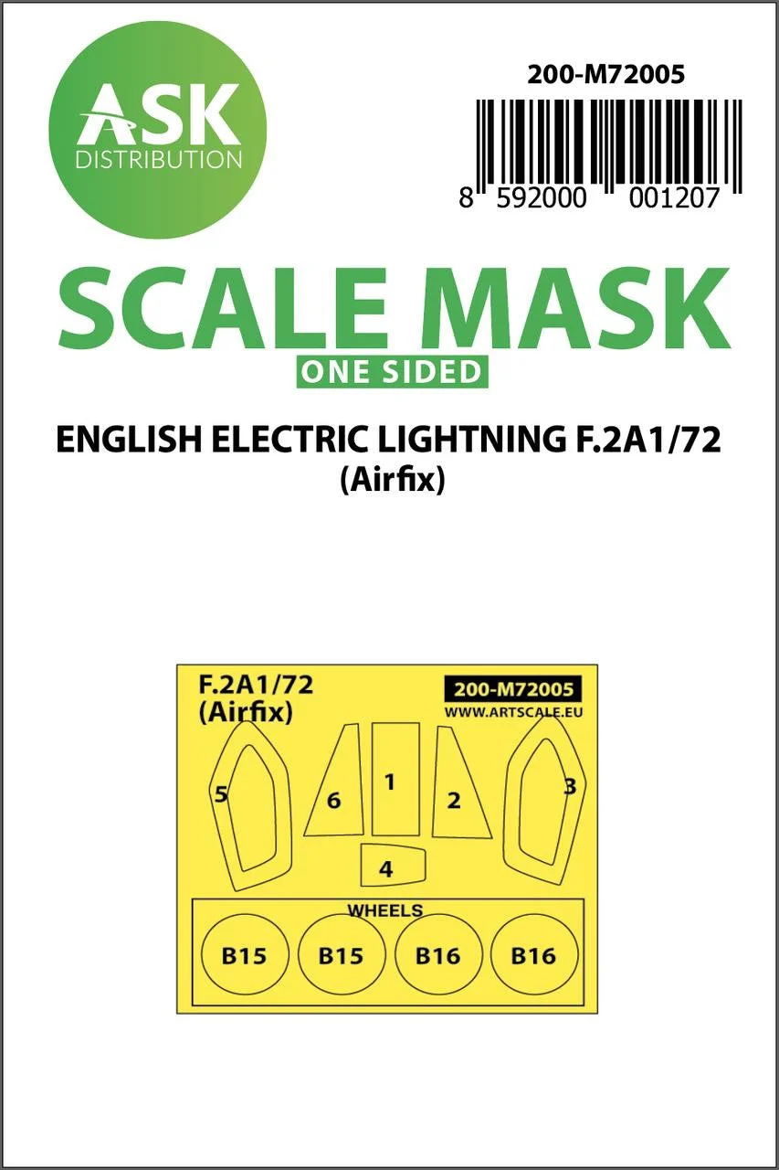Art Scale 1/72 Art Scale EE Lightning F.2A one-sided painting mask for Airfix