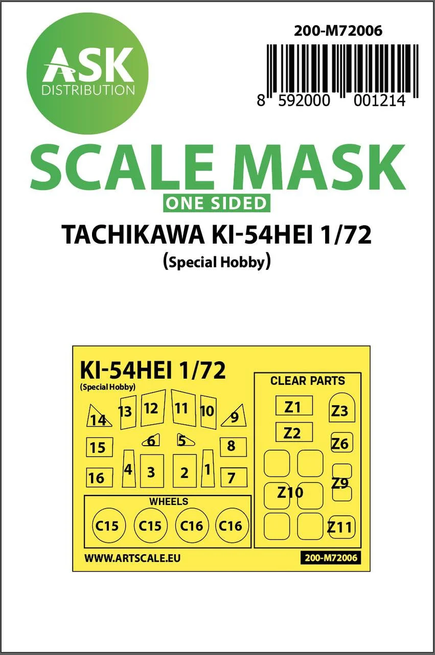 Art Scale 1/72 Art Scale Tachikawa Ki-54HEI one-sided painting mask for Special Hobby