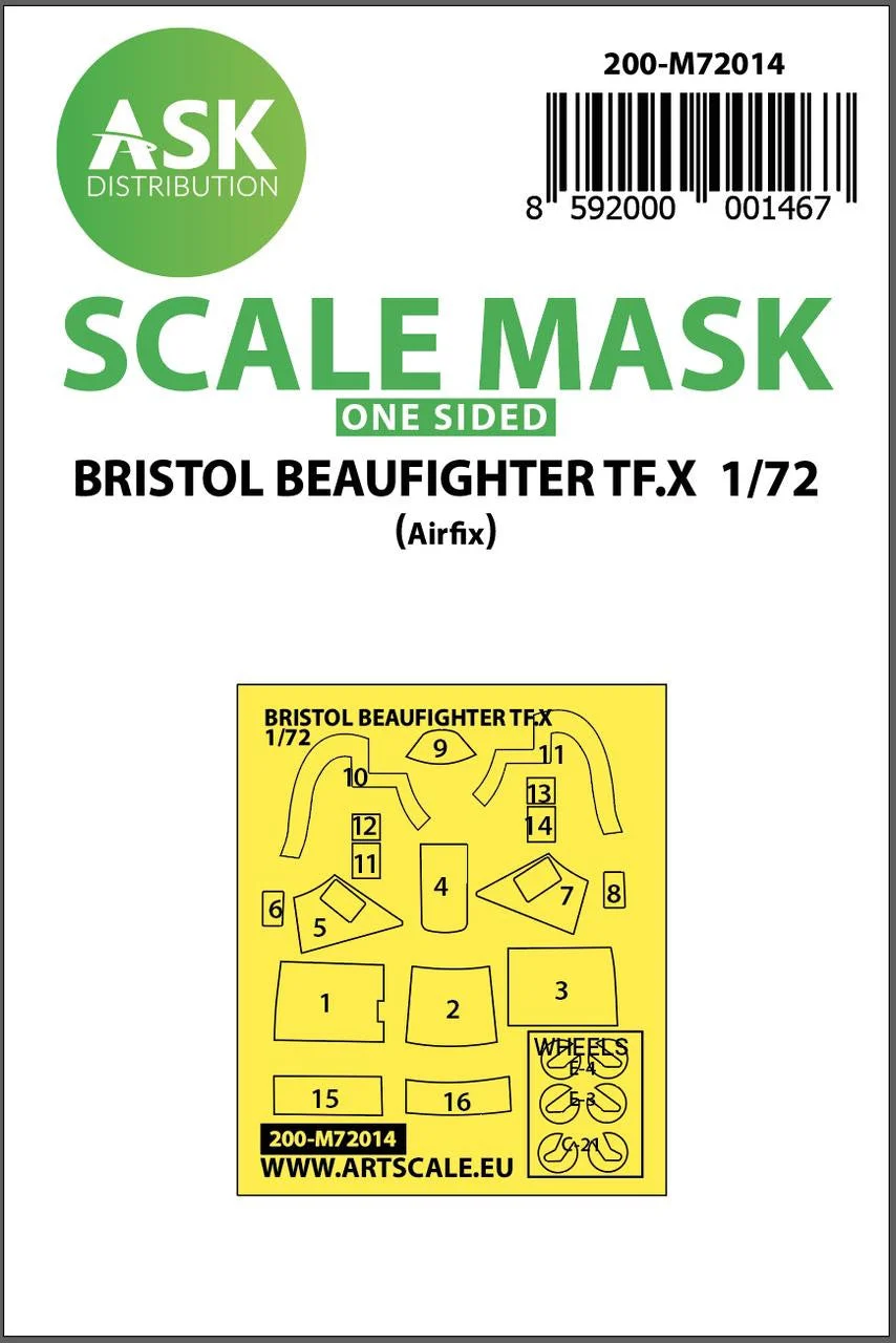 Art Scale 1/72 Art Scale Bristol Beaufighter TF.X one-sided painting mask for Airfix