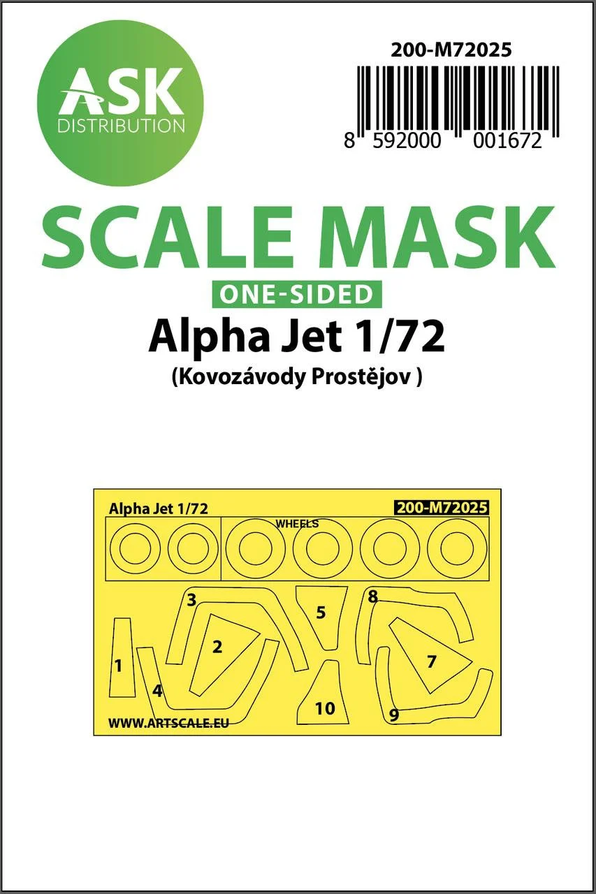 Art Scale 1/72 Art Scale Alpha Jet one-sided painting mask for KPM Prostejov