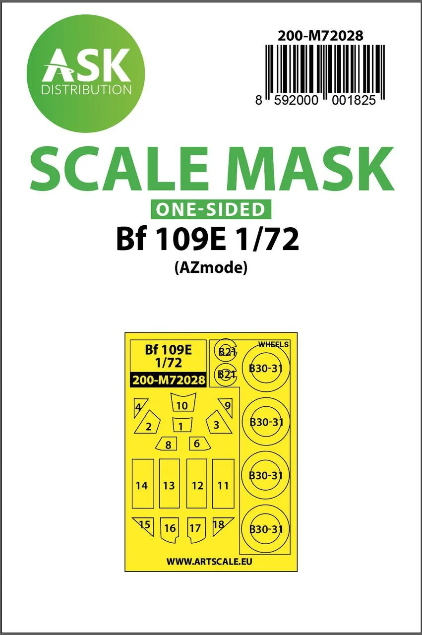 Art Scale 1/72 Art Scale Bf 109E one-sided painting mask for AZ Model