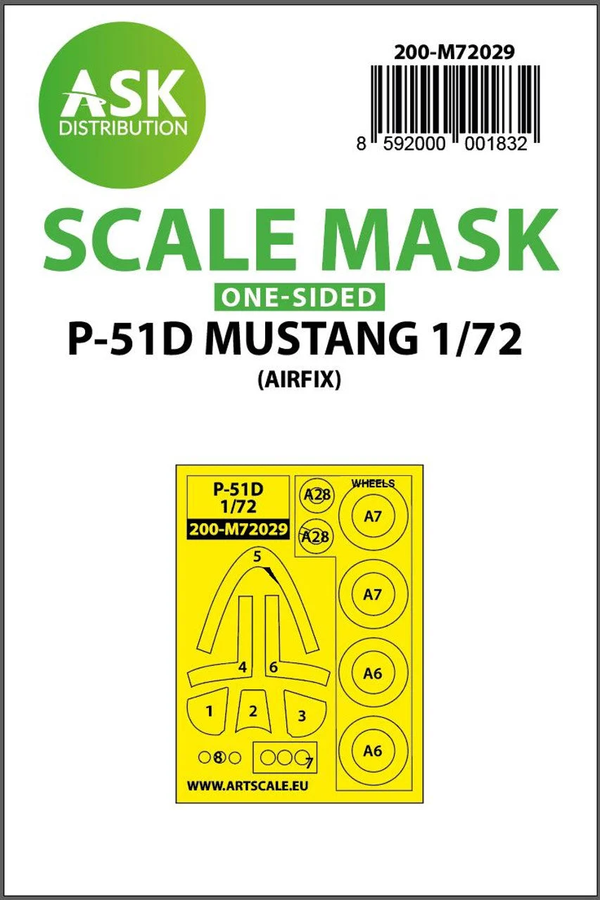Art Scale 1/72 Art Scale P-51D Mustang one-sided painting mask for Airfix
