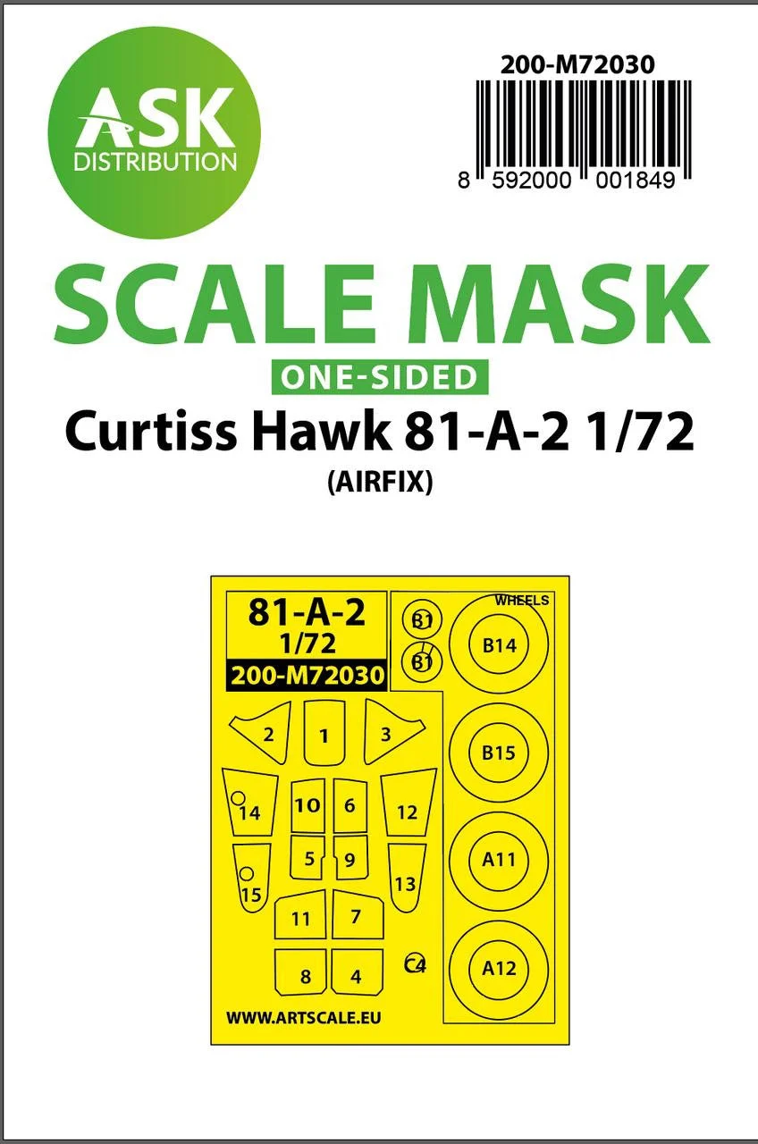 Art Scale 1/72 Art Scale Curtiss Hawk 81-A-2 one-sided painting mask for Airfix
