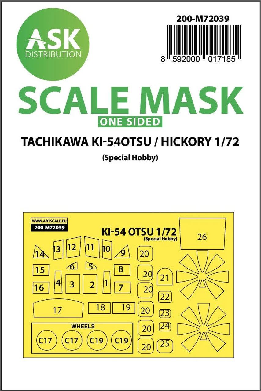 Art Scale 1/72 Art Scale Tachikawa Ki-54OTSU / Hickory one-sided painting mask for Special Hobby