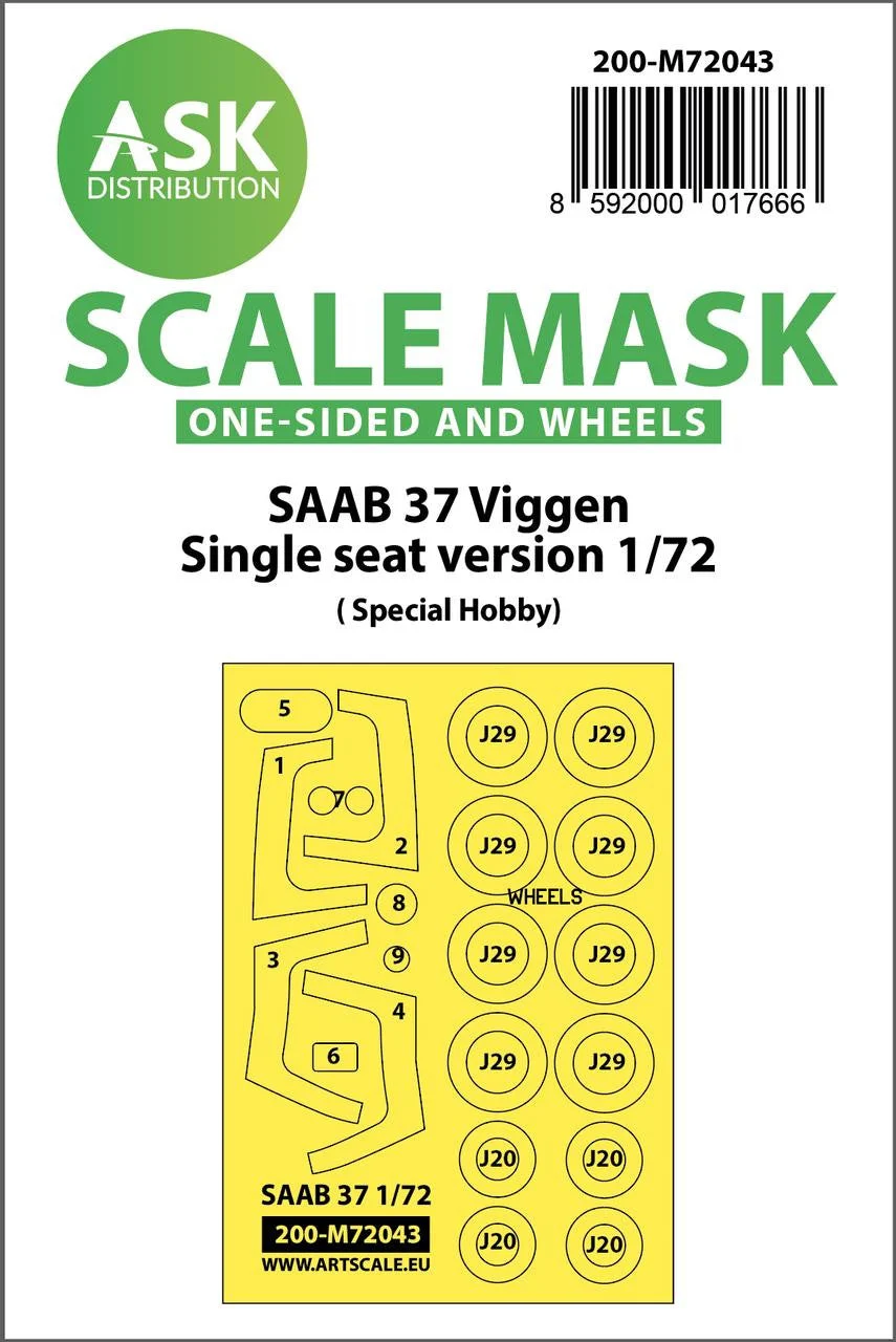 Art Scale 1/72 Art Scale SAAB 37 Viggen single seater one-sided painting mask for Special Hobby