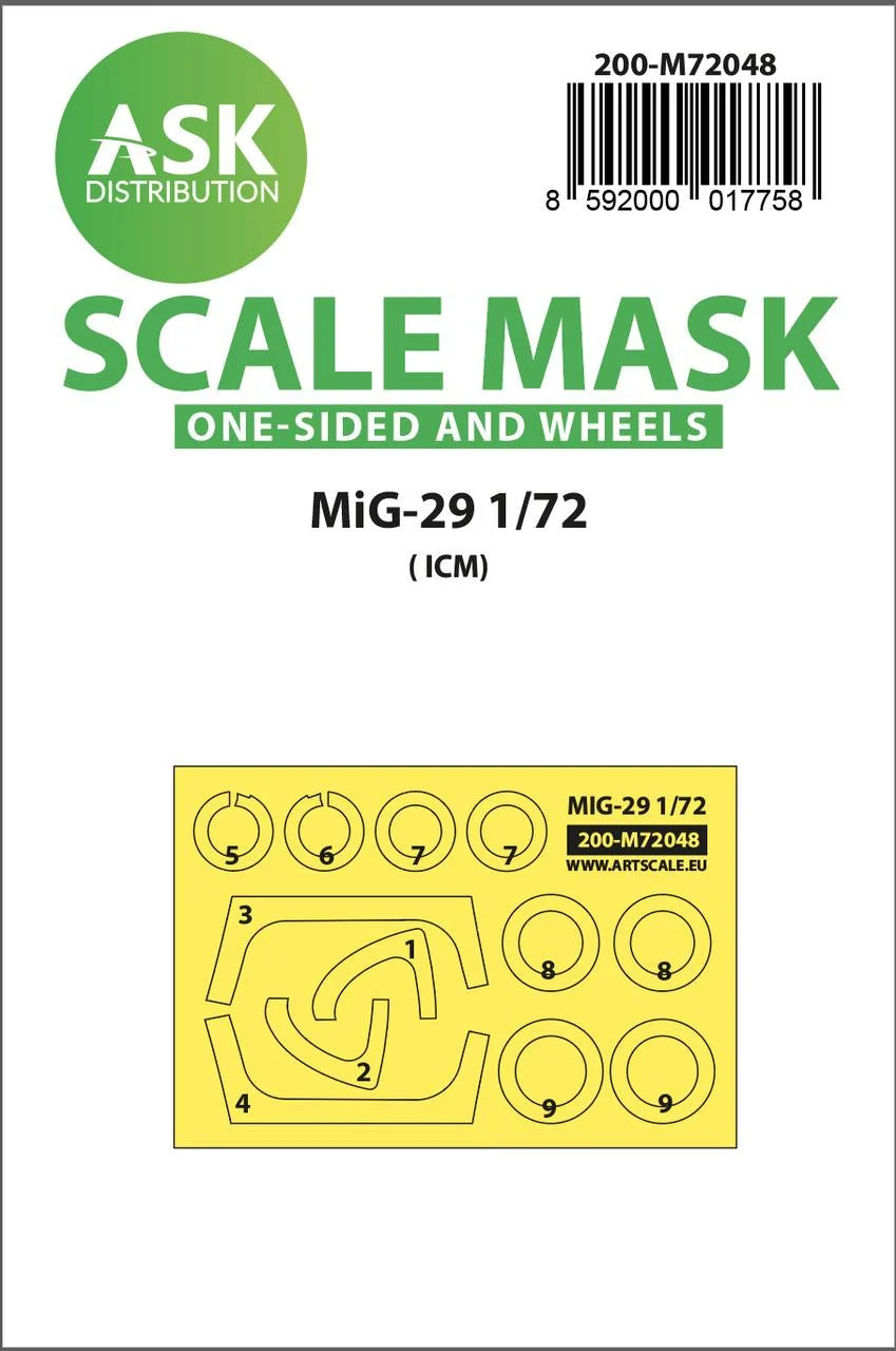 Art Scale 1/72 Art Scale MiG-29 one-sided painting express mask for ICM