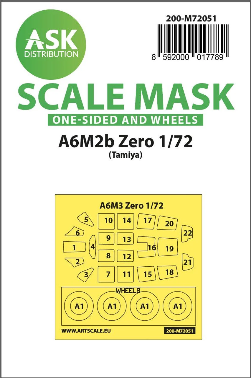 Art Scale 1/72 Art Scale A6M2b Zero one-sided painting express mask for Tamiya