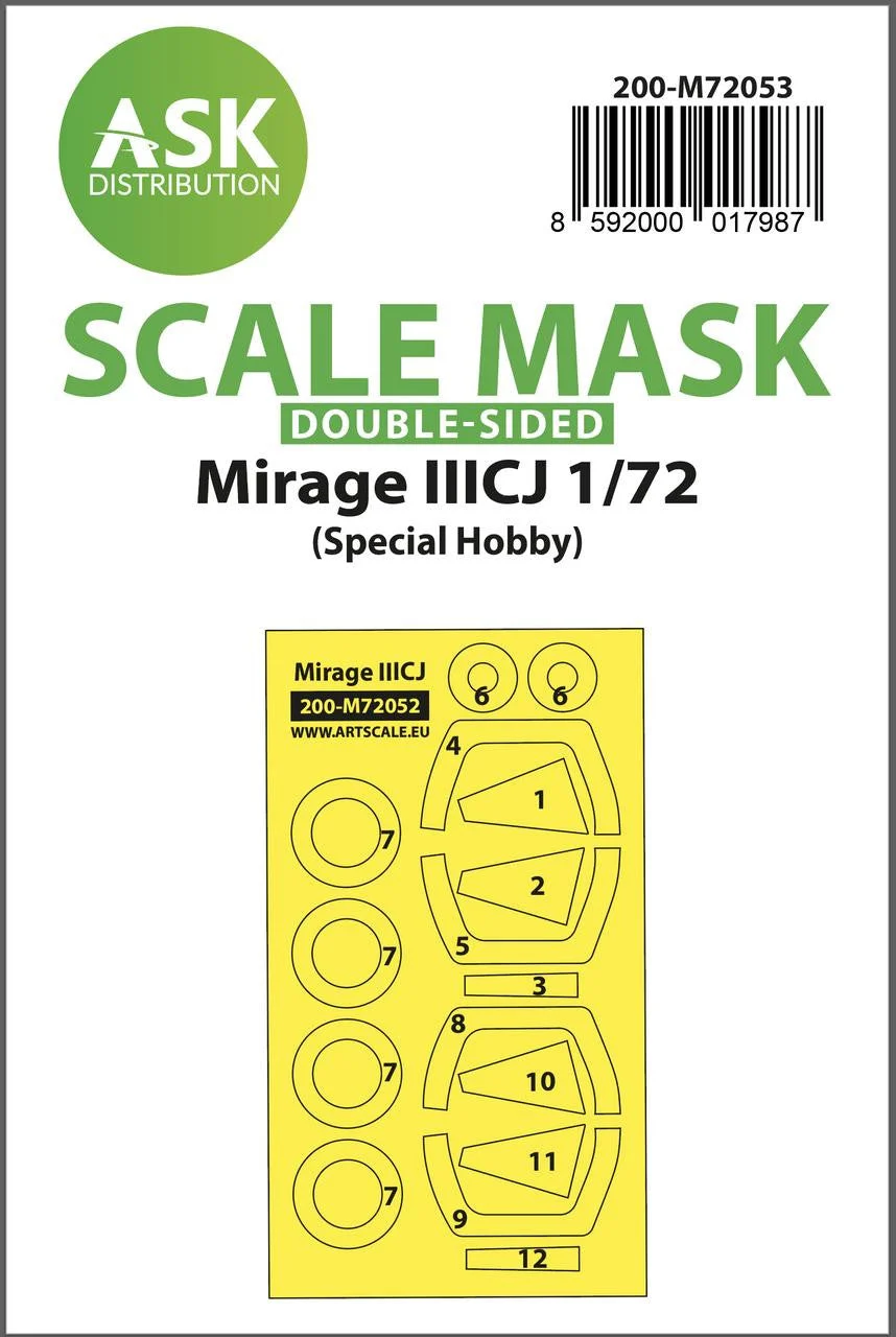 Art Scale 1/72 Art Scale Mirage IIICJ double-sided painting express mask for Special Hobby