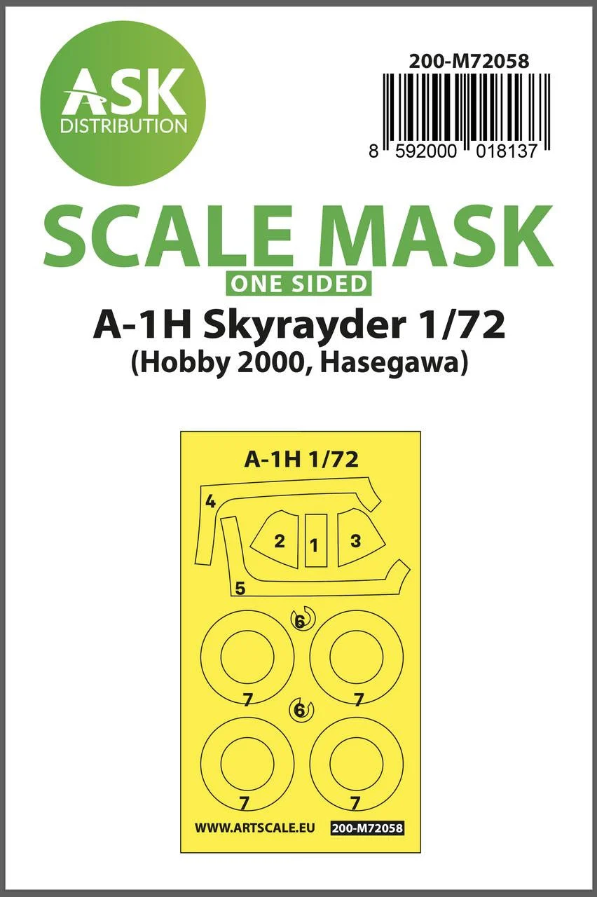 Art Scale 1/72 Art Scale A-1H Skyrayder one-sided painting express mask for Hobby2000 / Hasegawa