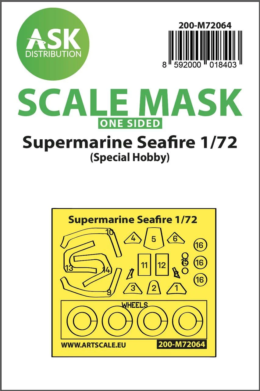 Art Scale 1/72 Art Scale Spitfire Mk.21, Mk.22, Mk.24 / Seafire Mk.45, MK.46, Mk.47 one-sided mask for Special Hobby