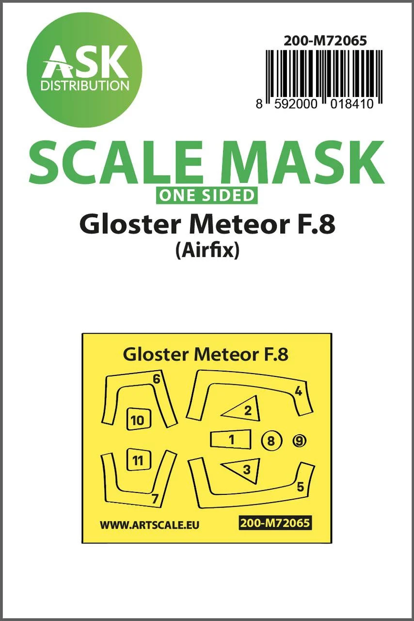 Art Scale 1/72 Art Scale Gloster Meteor F.8 one-sided express mask for Airfix
