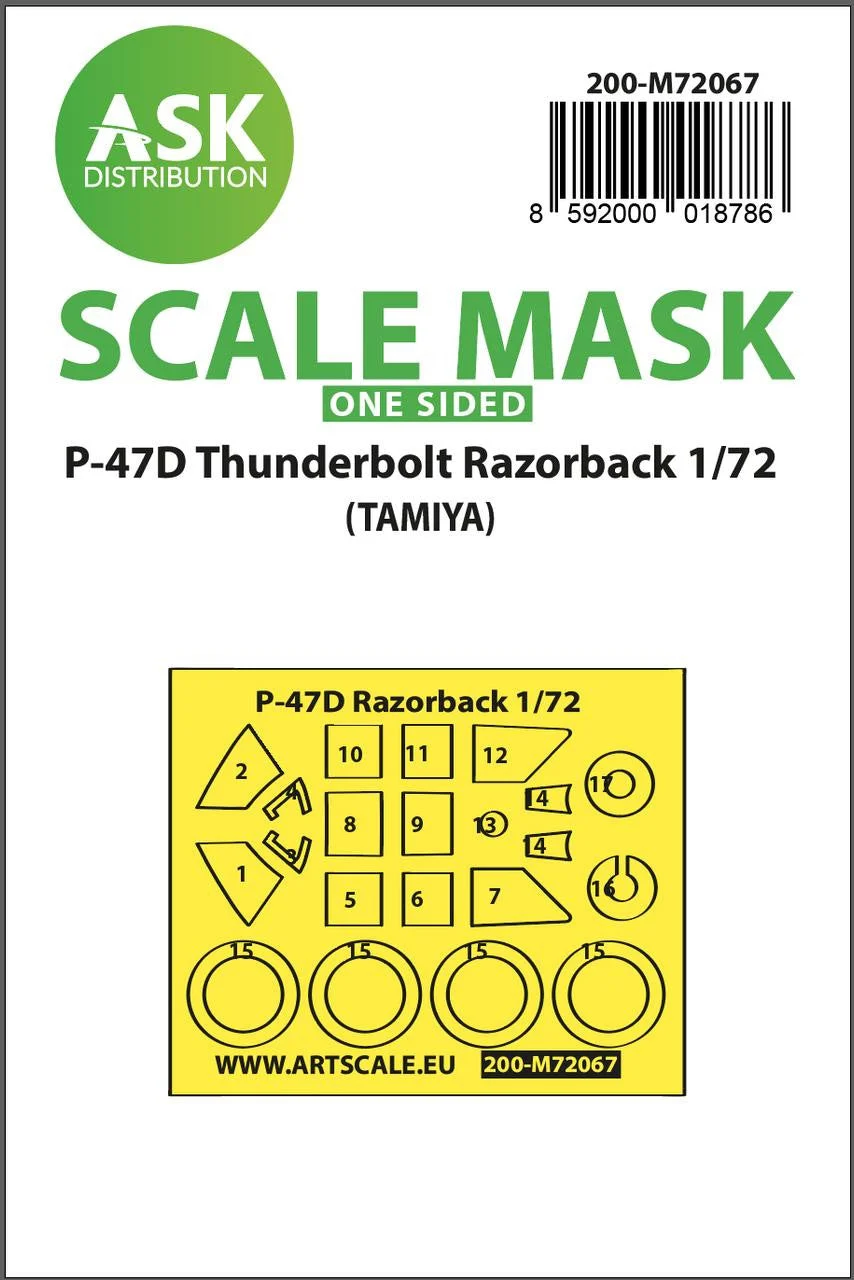 Art Scale 1/72 Art Scale P-47D Thunderbolt Razorback one-sided express mask for Tamiya