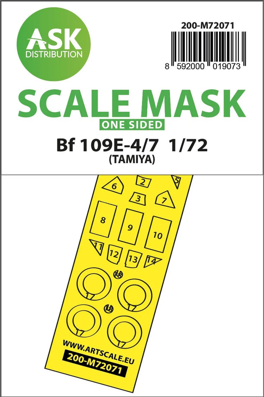 Art Scale 1/72 Art Scale Bf 109E-4/7 one-sided express fit mask for Tamiya
