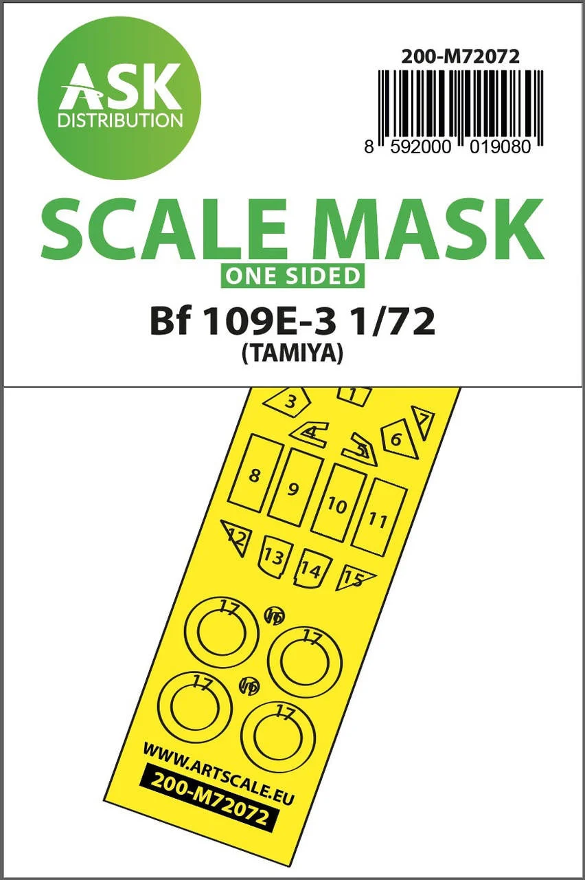 Art Scale 1/72 Art Scale Bf 109E-3 one-sided express fit mask for Tamiya