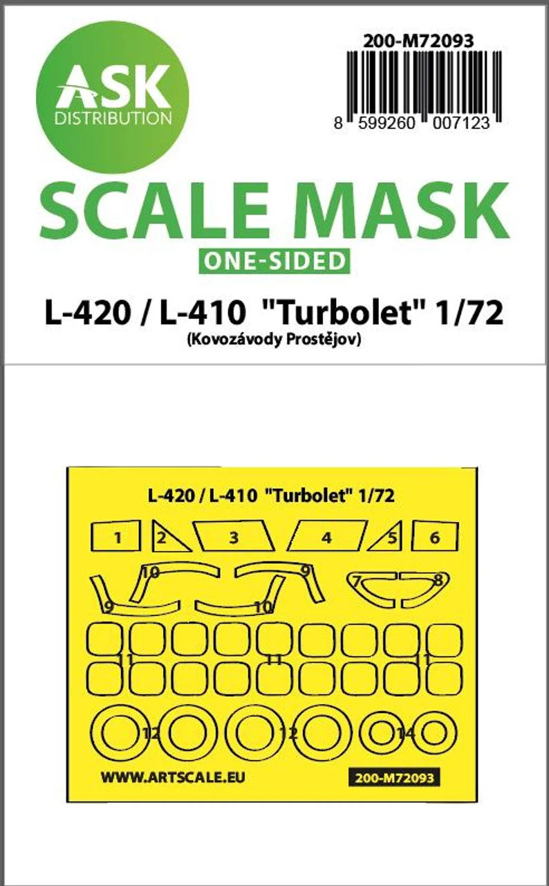 Art Scale 1/72 Art Scale L-410 / L-420 Turbolet one-sided express fit mask for KP Models