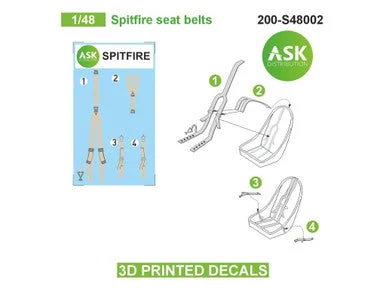 1/48 Art Scale Spitfire seat belts - 3D 3Ded decals by ASK