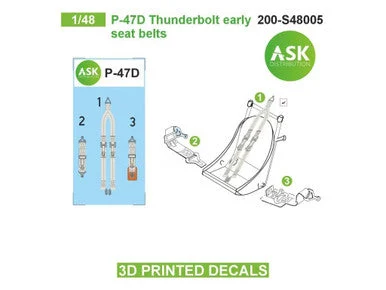 1/48 Art Scale P-47D Thunderbolt early seat belts - 3D 3Ded decals by ASK