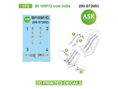 1/72 Art Scale Bf 109F/G seat belts - 3D 3Ded decals by ASK