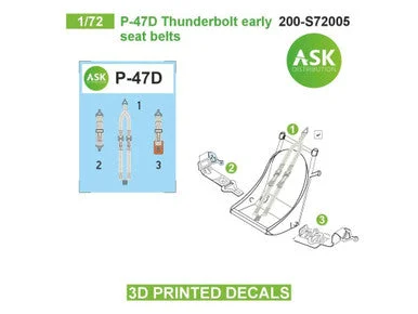 1/72 Art Scale P-47D seat belts - 3D 3Ded decals by ASK