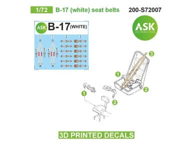 1/72 Art Scale B-17 (white) seat belts - 3D 3Ded decals by ASK