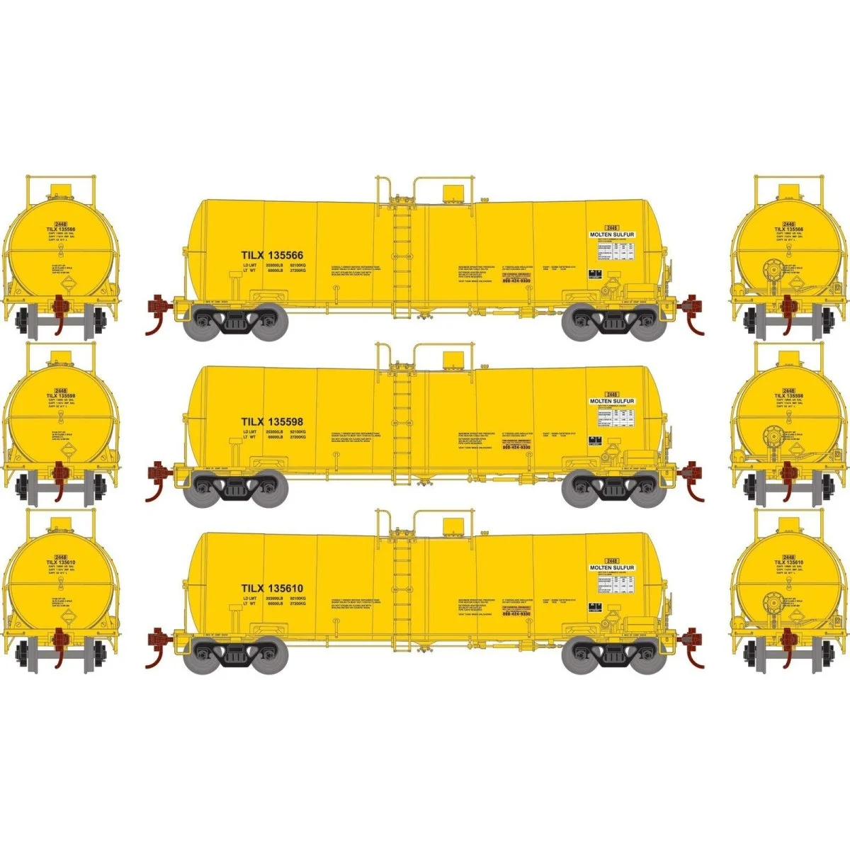 Athearn HO TILX 16,000 Gallon Clay Tank Cars #135566 / #135598 / #135610 (3 Pack) | ATH16398