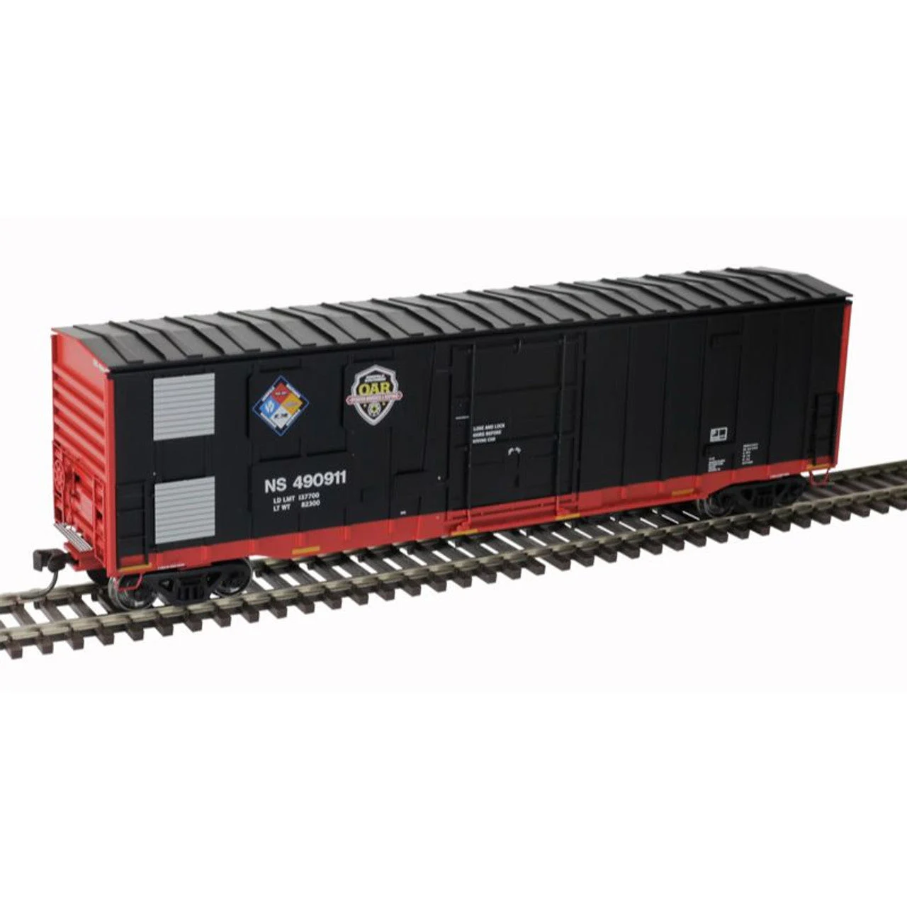 Atlas HO Scale Norfolk Southern NSC 5111 50' Plug-Door Boxcar 490911 (First Responder, black, red)