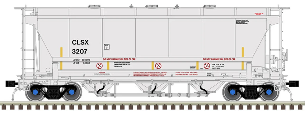 Atlas HO Scale Cargill Salt (CLSX) 3202 Trinity 3230 Pressure Differential Covered Hopper