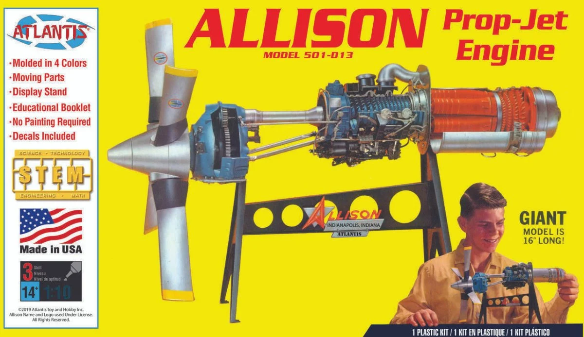 Atlantis Models 1/10 Atlantis Models Allison 501-D13 Prop Jet Aircraft Engine Plastic Model Kit