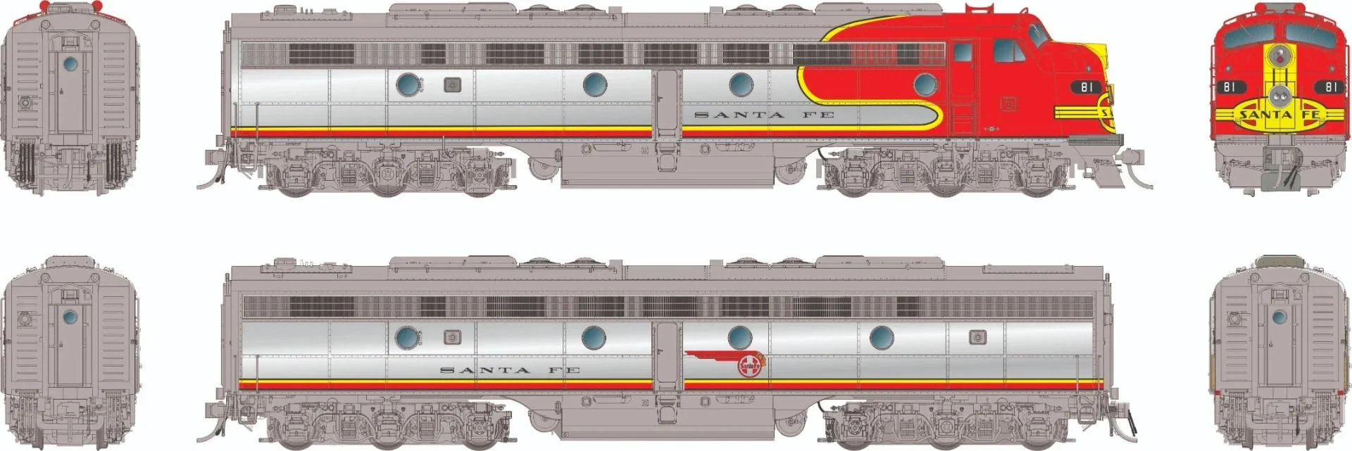 Rapido HO Scale Santa Fe EMD E8 A-B Set ATSF #81L #81A - 28574