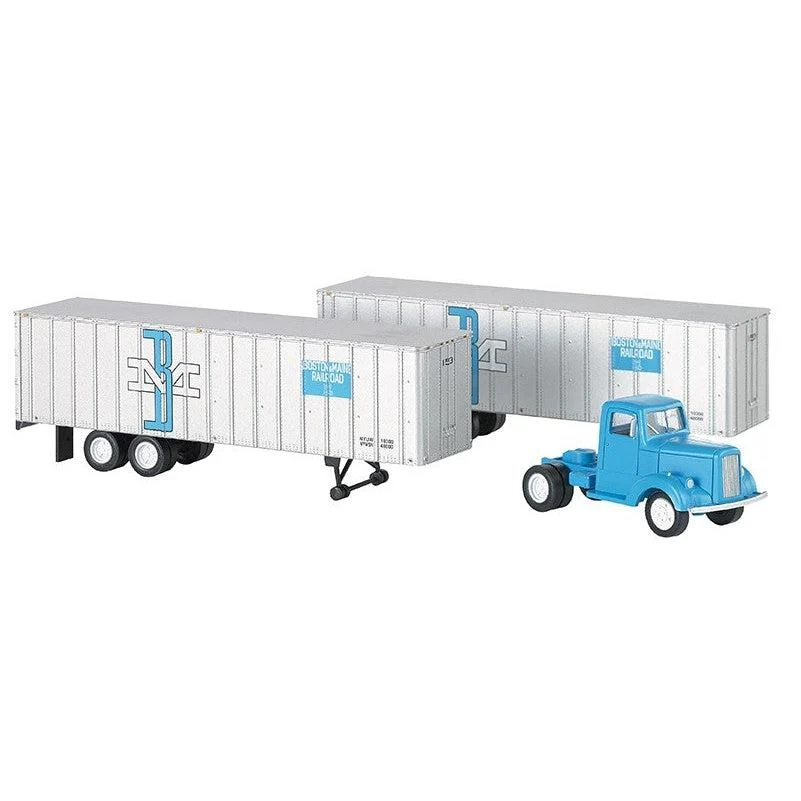 Bachmann HO Scale 1950s-60 Truck Cab w/2 Piggyback Trailers Boston Maine - BAC42234