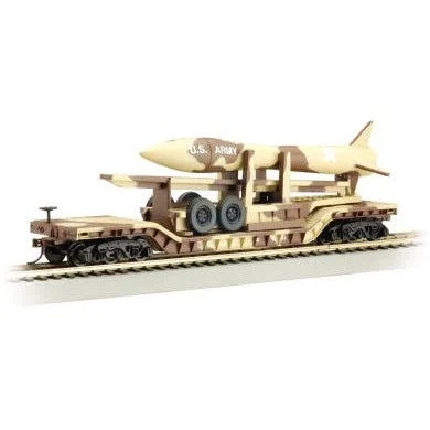 Bachmann N 52' Center Depressed Flat Car w/Missile US Army (Desert Camo) - BAC71397