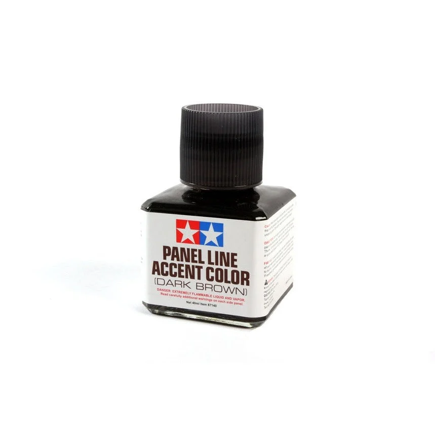 Tamiya Dark Brown Panel Line Accent Color 40ml Jar with Brush - Tamiya Paint