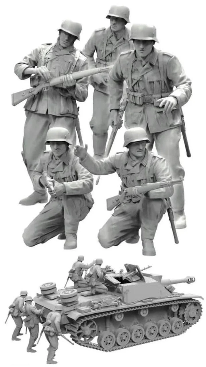Border Model 1/35 Model WWII German Tank Desant Troops (x5 Resin Figures) Model Kit