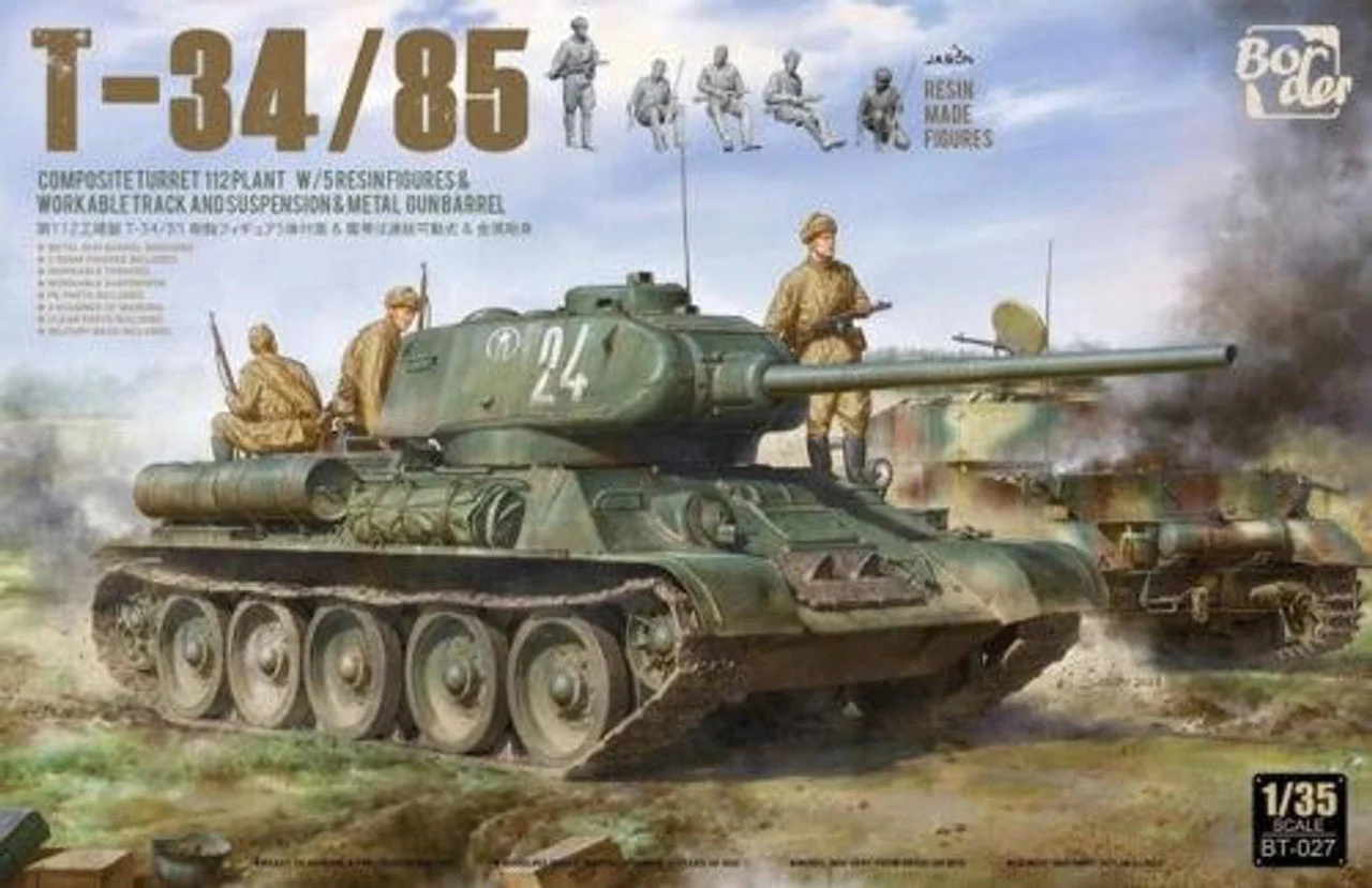Border Model 1/35 Border Model T34-85 W/ Composite Turret & 5 Resin Figures