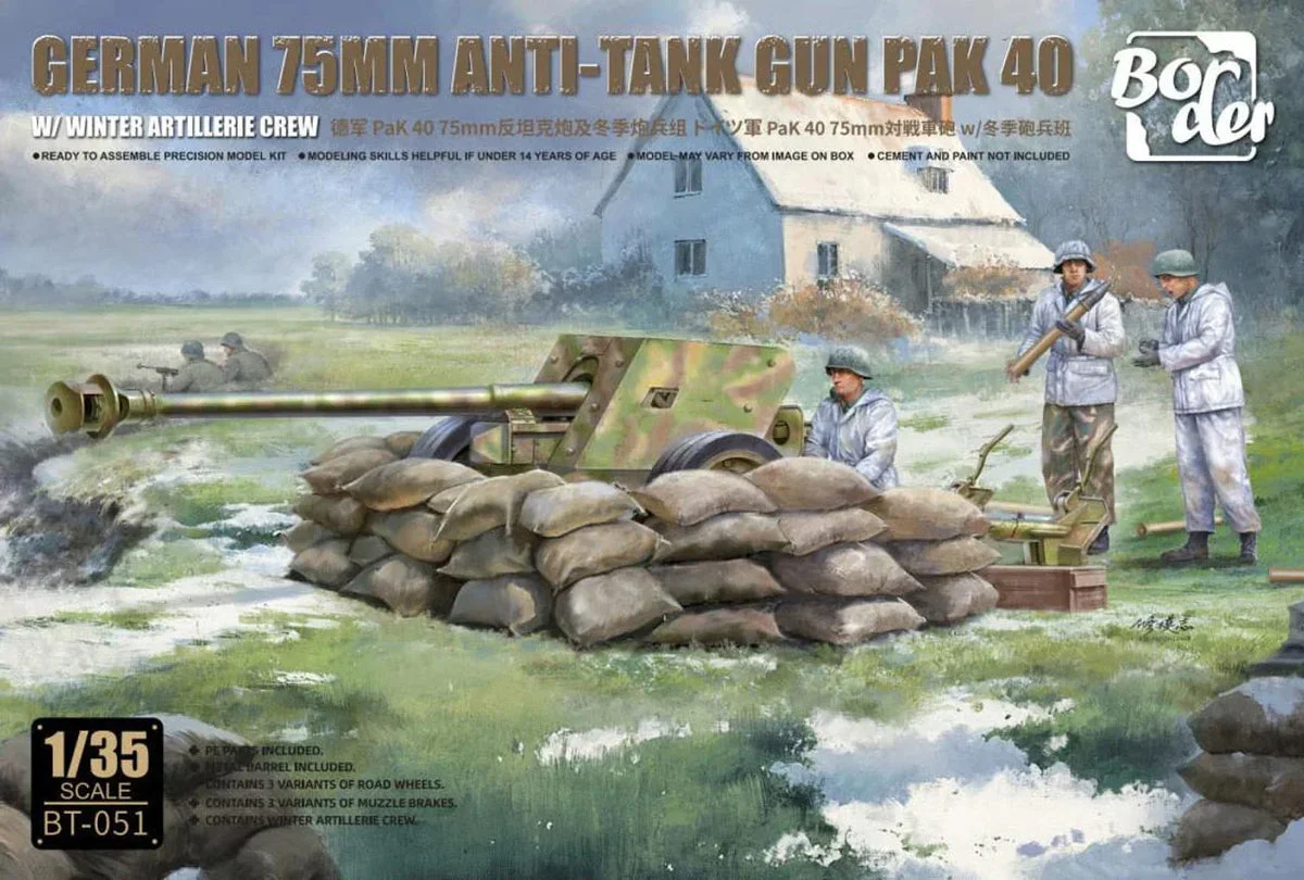 1/35 Border Model German 75mm PAK 40 Anti-Tank Gun Plastic Model Kit