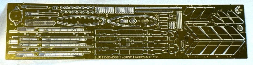 1/350 Blue Ridge Models USS Growler / Grayback Detail Photo Etch Parts