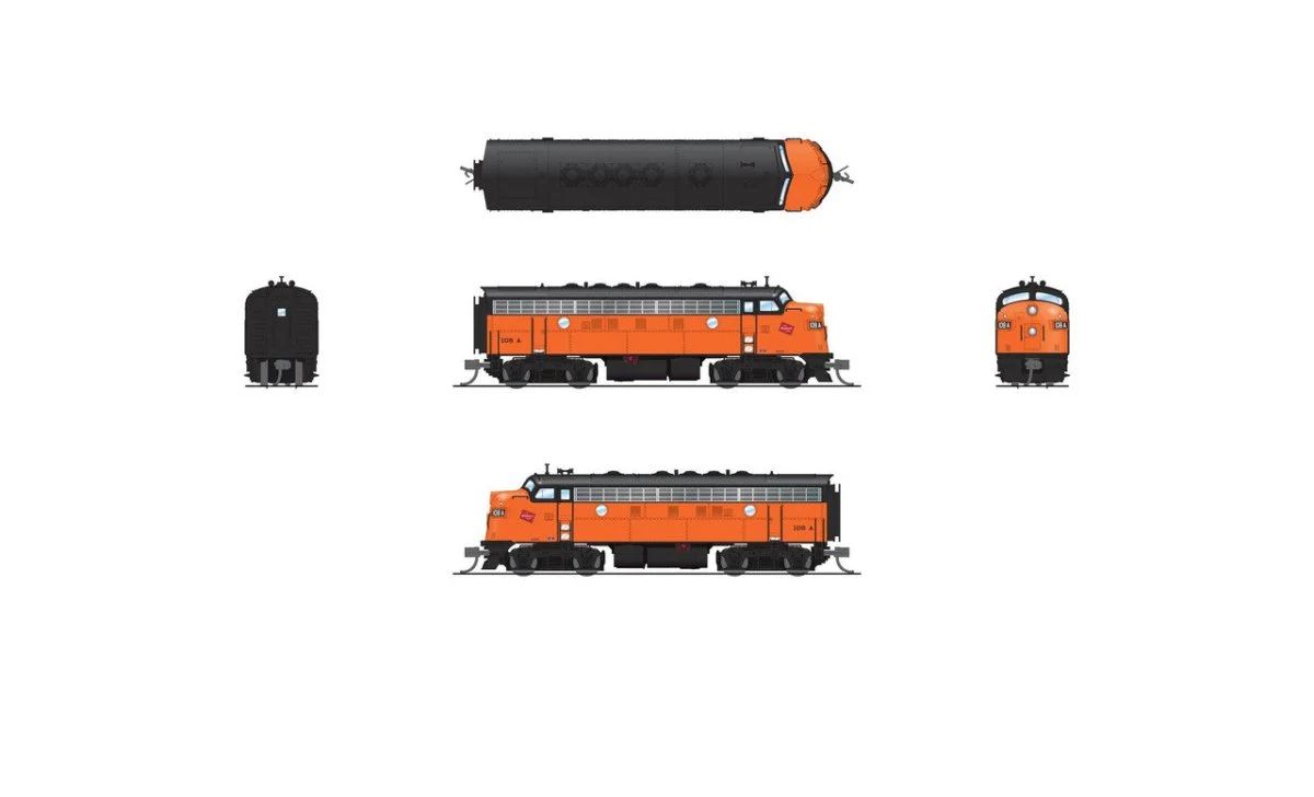 Broadway Limited 9082 N Scale Milwaukee Road EMD F7A 113A DC Stealth - Imports