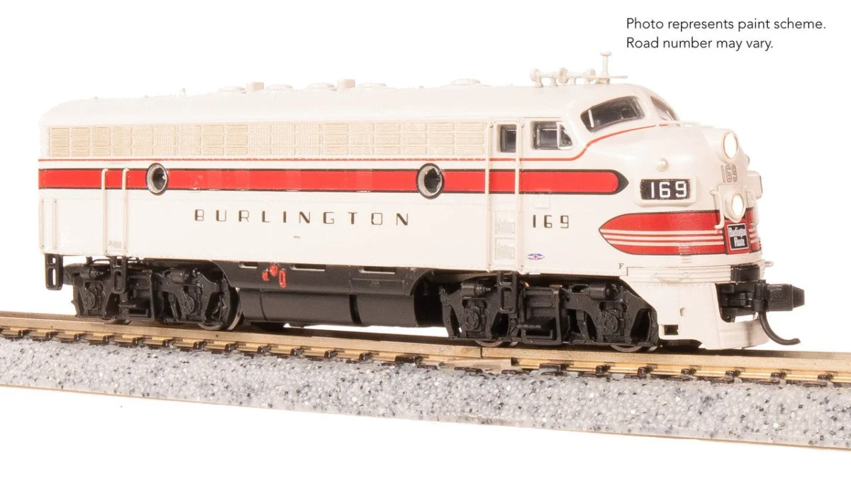 Broadway Limited N Scale F7 A-Unit CBQ #169A DC Stealth Diesel New - 9279
