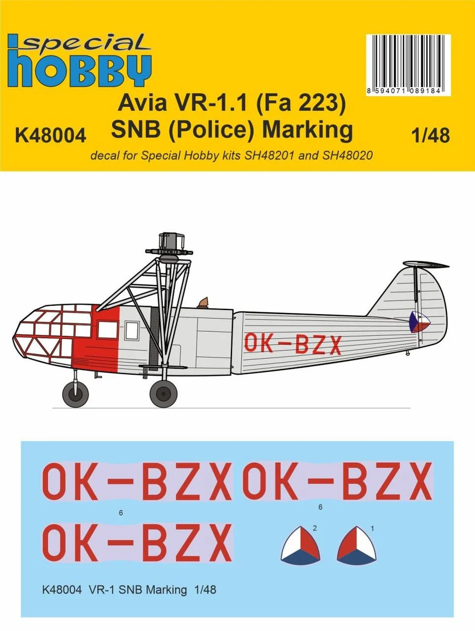 Special Hobby 1/72 Special Hobby VR-1 SNB (Police) Marking Decals