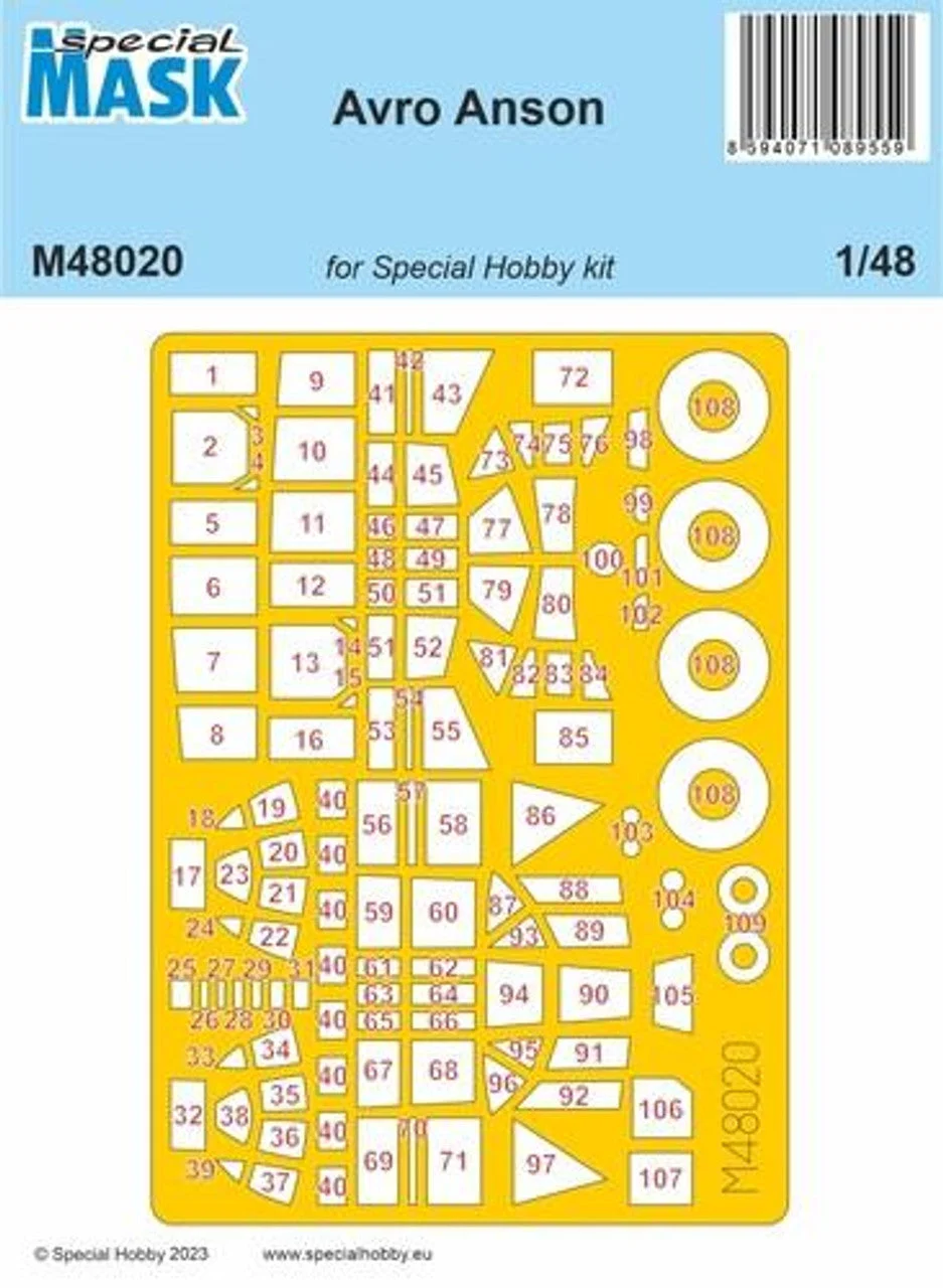 Special Hobby 1/48 CMK Avro Anson Paint MASK