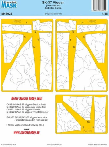 1/48 Special Hobby SK-37 Viggen (Two Seater) Splinter Camo MASK