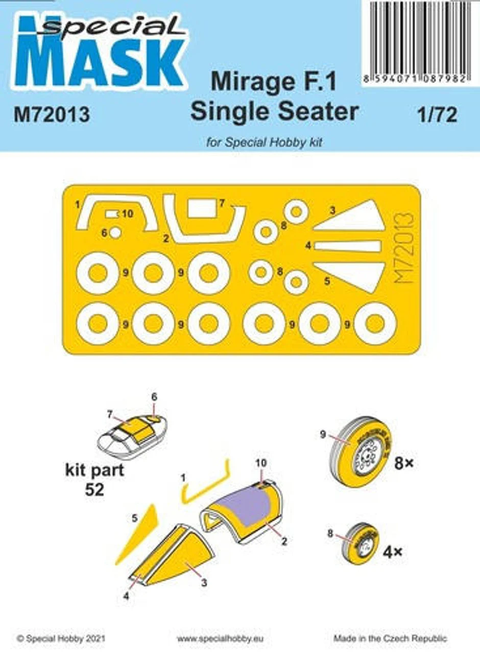 Special Hobby 1/72 Special Hobby Mirage F.1 Single Seater Mask Paint Mask