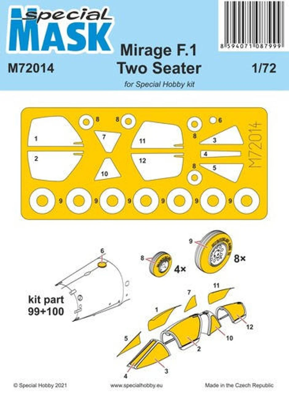Special Hobby 1/72 Special Hobby Mirage F.1 Two Seater Mask Paint Mask