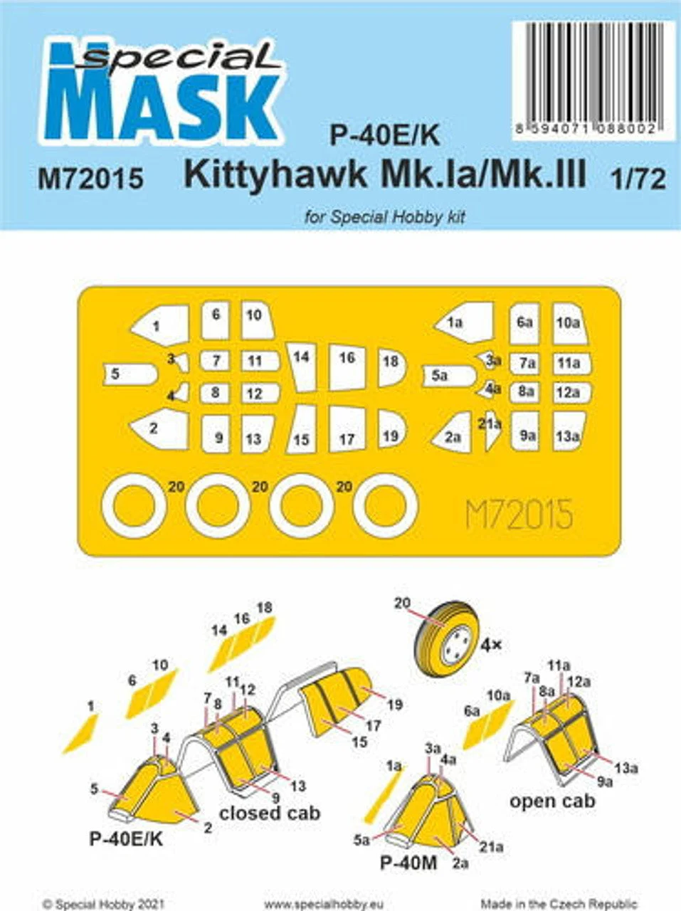 Special Hobby 1/72 Special Hobby P-40E/K/Kittyhawk Mk.Ia/Mk.III Mask Paint Mask