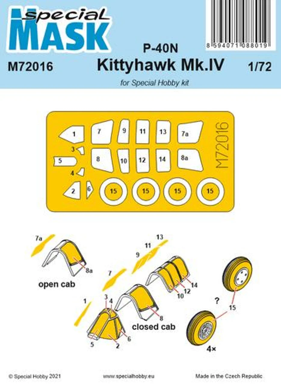 Special Hobby 1/72 Special Hobby P-40N/Kittyhawk Mk.IV Mask Paint Mask